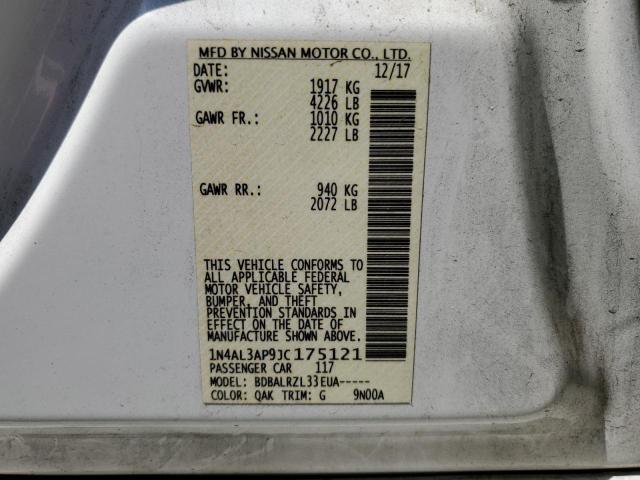 1N4AL3AP9JC175121 - 2018 NISSAN ALTIMA 2.5 Ақ фото 12