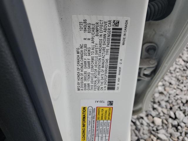 2HGFE2F56RH531045 - 2024 HONDA CIVIC SPORT WHITE photo 12