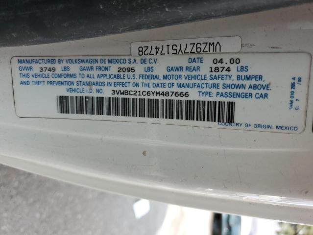 3VWBC21C6YM487666 - 2000 VOLKSWAGEN NEW BEETLE GL 白色 照片 12