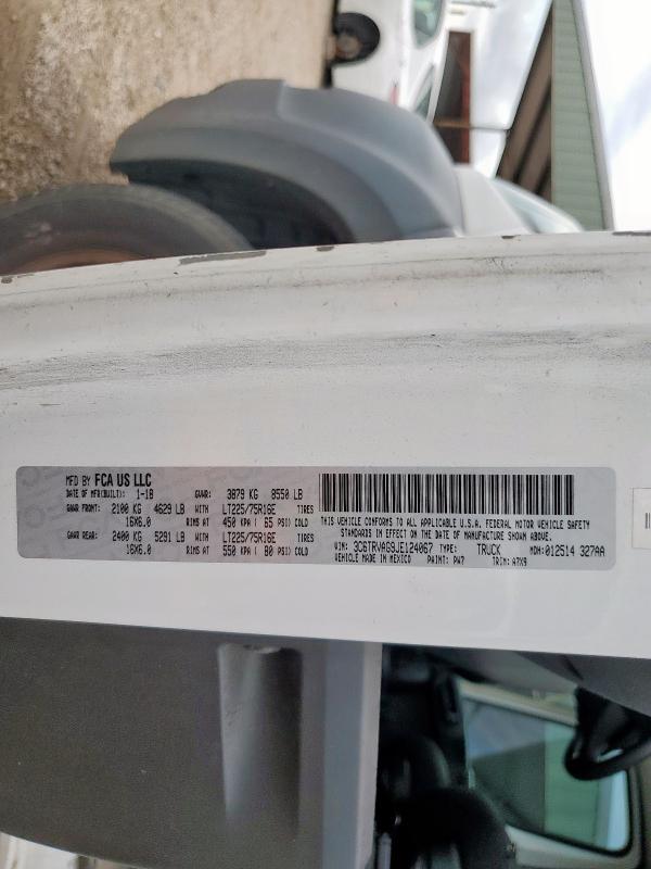 3C6TRVAG9JE124067 - 2018 RAM PROMASTER 1500 STANDARD WHITE photo 13