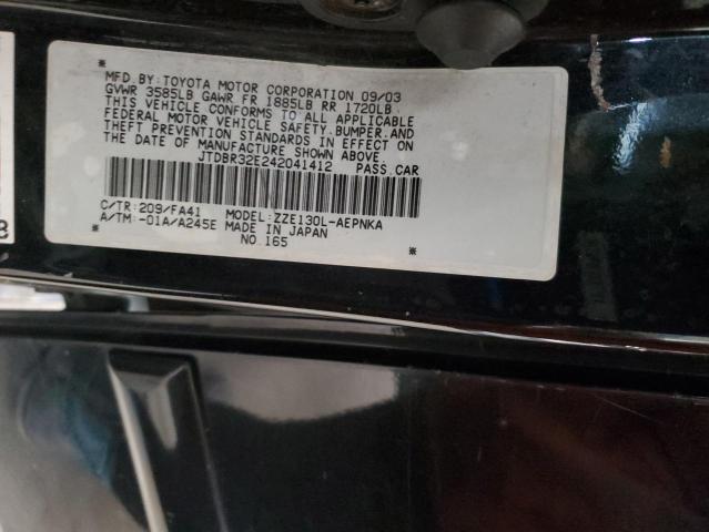 JTDBR32E242041412 - 2004 TOYOTA COROLLA CE Noir photo 13