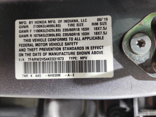 7FARW2H54KE031973 - 2019 HONDA CR-V EX Srebrny zdjęcie 12