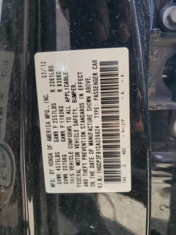 1HGCP3F81CA039624 - 2012 HONDA ACCORD EXL BLACK photo 12