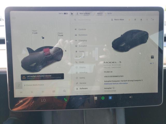 5YJ3E1EB9NF127921 - 2022 TESLA MODEL 3 შავი ფოტო 9