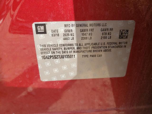 1G4ZP5SZ7JU135011 - 2018 BUICK LACROSSE ESSENCE BURGUNDY photo 12