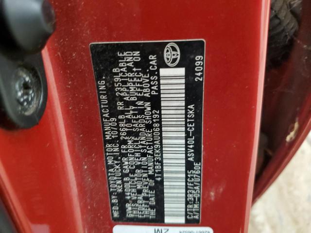 4T1BF3EK9AU068192 - 2010 TOYOTA CAMRY BASE RED photo 12