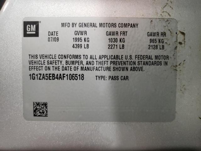 1G1ZA5EB4AF106518 - 2010 CHEVROLET MALIBU LS SILVER photo 12