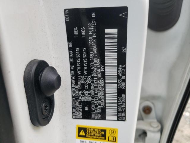 5TDJKRFH8FS180687 - 2015 TOYOTA HIGHLANDER XLE WHITE photo 14