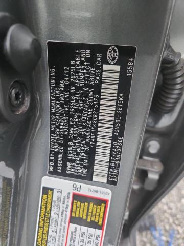 4T4BF1FK8CR215176 - 2012 TOYOTA CAMRY BASE 灰色 照片 13