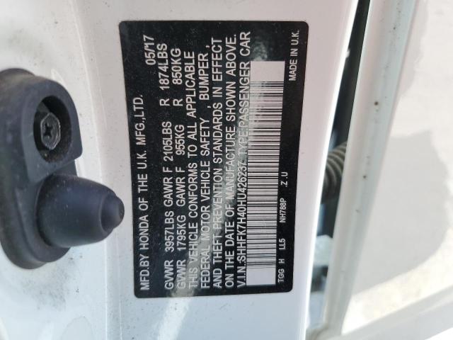 SHHFK7H40HU426237 - 2017 HONDA CIVIC SPORT WHITE photo 13