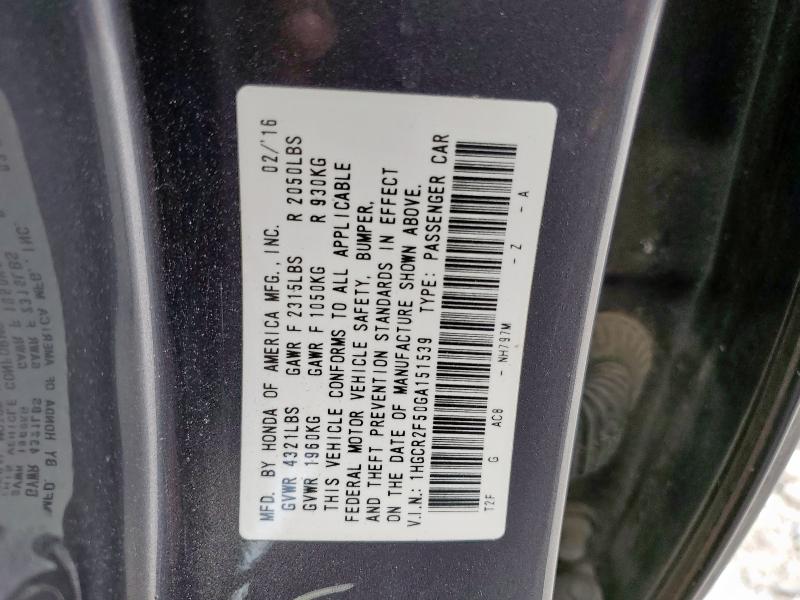 1HGCR2F50GA151539 - 2016 HONDA ACCORD SPORT GRAY photo 13