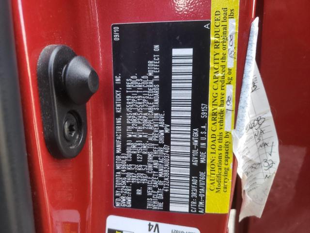 4T3ZA3BB2AU037407 - 2010 TOYOTA VENZA RED photo 14