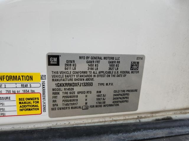 1GKKRRKDXFJ132693 - 2015 GMC ACADIA SLT-1 WHITE photo 12