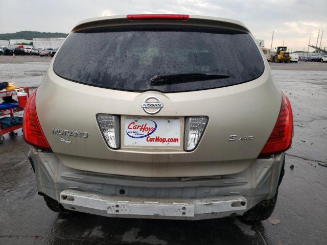 JN8AZ08W36W535871 - 2006 NISSAN MURANO SL GOLD photo 6