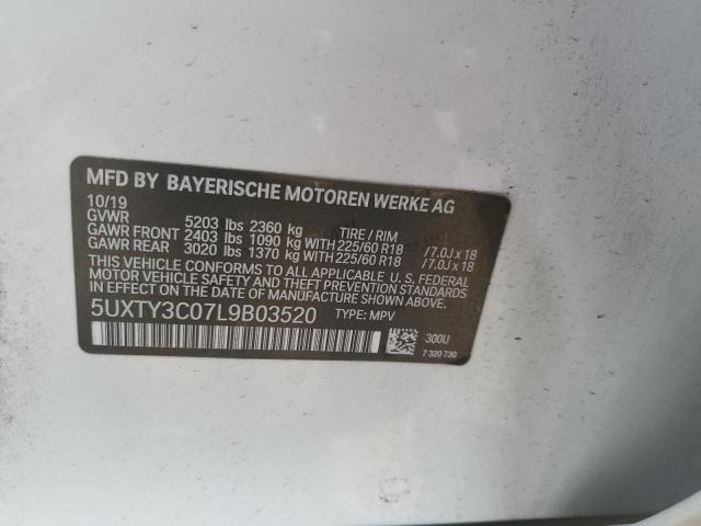 5UXTY3C07L9B03520 - 2020 BMW X3 SDRIVE30I WHITE photo 13