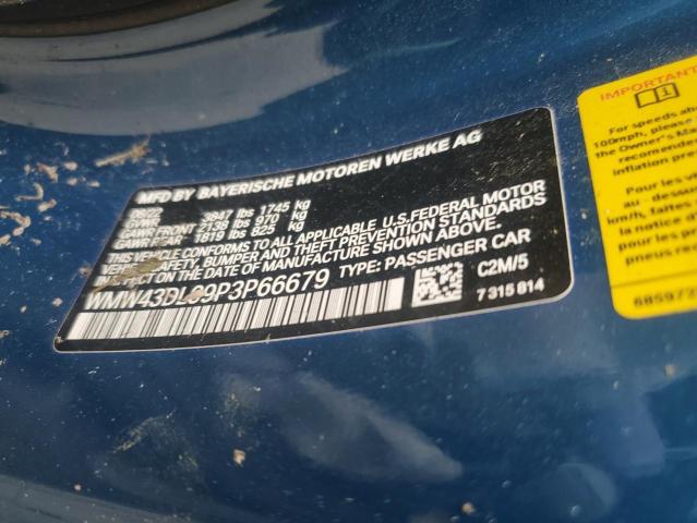 WMW43DL09P3P66679 - 2023 MINI COOPER S BLUE photo 12