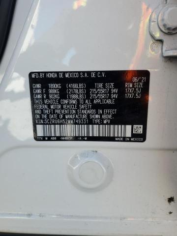 3CZRU6H52MM749331 - 2021 HONDA HR-V EX WHITE photo 13