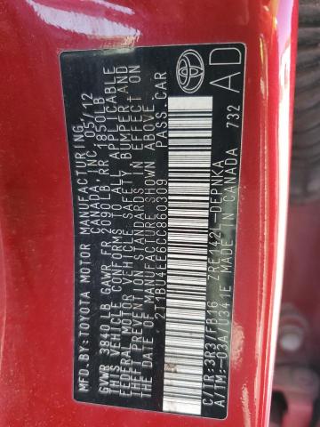 2T1BU4EE6CC860309 - 2012 TOYOTA COROLLA BASE BURGUNDY photo 12