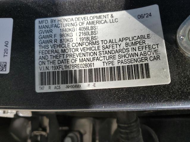 19XFL1H78RE028061 - 2024 HONDA CIVIC EXL ნაცრისფერი ფოტო 13