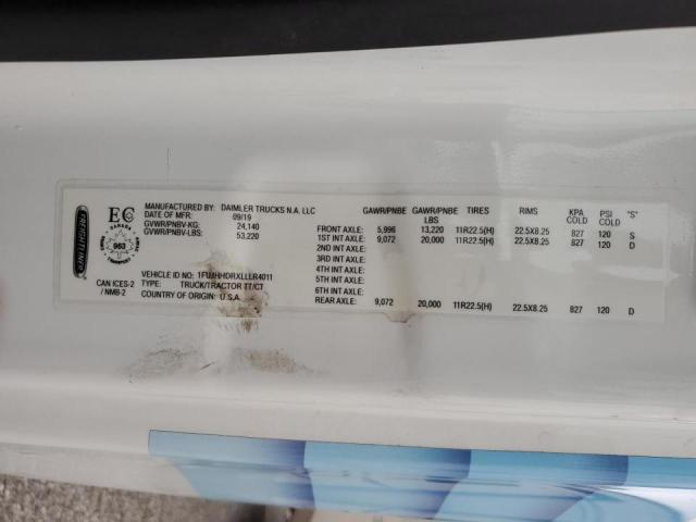 1FUJHHDRXLLLR4011 - 2020 FREIGHTLINER CASCADIA 1 Білий фото 10