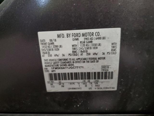 1FM5K8AT1JGC77171 - 2018 FORD EXPLORER POLICE INTERCEPTOR رمادي صورة 13