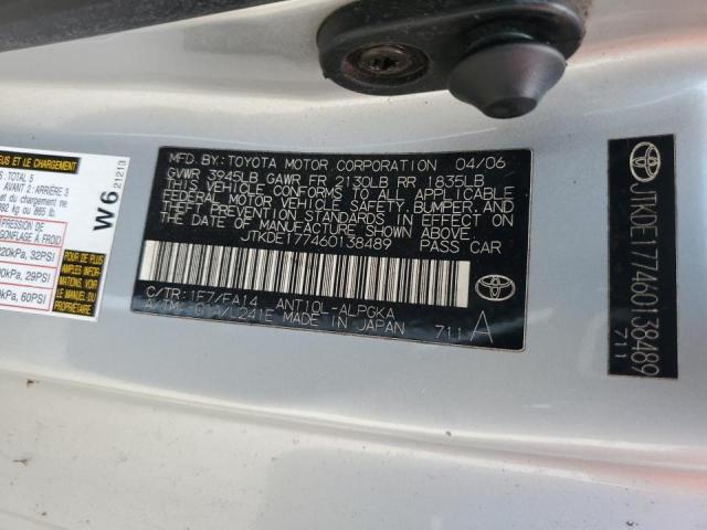 JTKDE177460138489 - 2006 TOYOTA SCION TC ვერცხლისფერი ფოტო 12