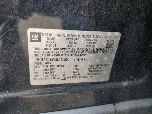 3GNAXJEV8JL100563 - 2018 CHEVROLET EQUINOX LT أسود صورة 12