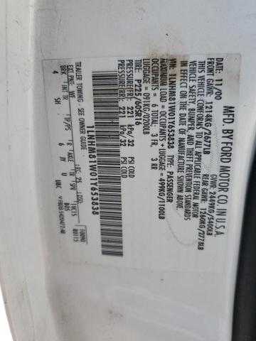 1LNHM81W01Y653838 - 2001 LINCOLN TOWN CAR EXECUTIVE WHITE photo 12