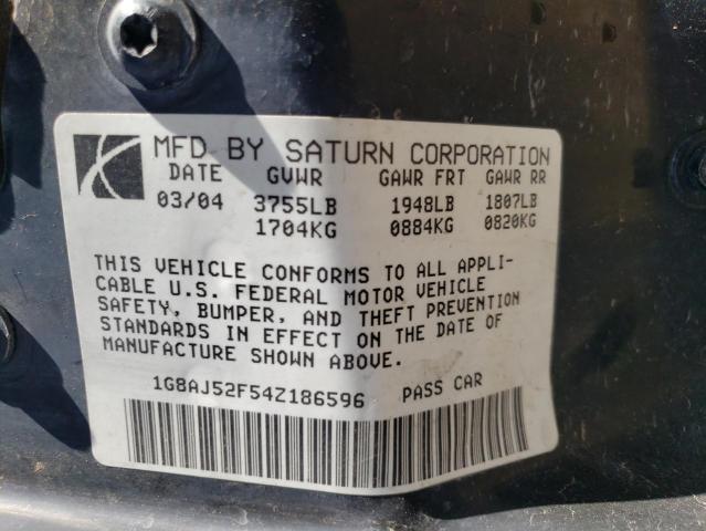 1G8AJ52F54Z186596 - 2004 SATURN ION LEVEL 2 黑色 照片 13