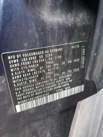 WVGBV7AX1GW600334 - 2016 VOLKSWAGEN TIGUAN S BLUE photo 13