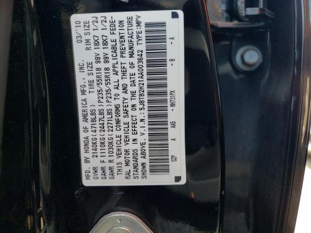 5J8TB2H21AA003642 - 2010 ACURA RDX BLACK photo 12