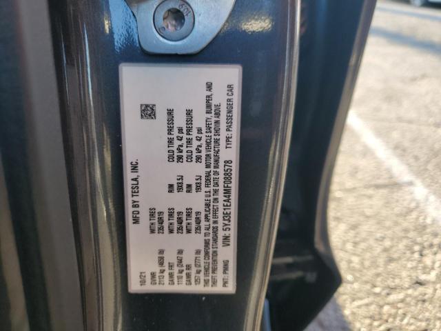 5YJ3E1EA4MF088578 - 2021 TESLA MODEL 3 GRAY photo 12