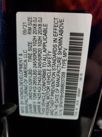 5FNYF8H56MB037058 - 2021 HONDA PASSPORT EXL Azul foto 14