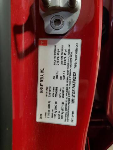 5YJ3E1EAXJF032432 - 2018 TESLA MODEL 3 أحمر صورة 12