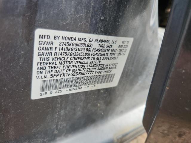 5FPYK1F52DB007777 - 2013 HONDA RIDGELINE RTL رمادي صورة 12