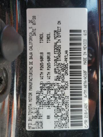 3TMGZ5ANXLM359112 - 2020 TOYOTA TACOMA DOUBLE CAB 黑色 照片 12