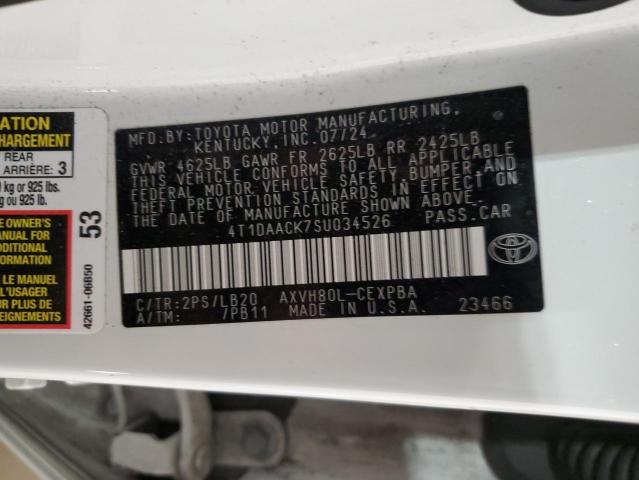 4T1DAACK7SU034526 - 2025 TOYOTA CAMRY XSE 白色 照片 13