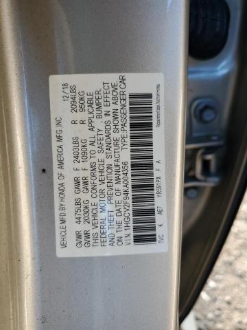 1HGCV2F94KA004356 - 2019 HONDA ACCORD TOURING Dorado foto 12