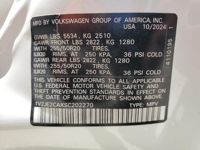 1V2JE2CAXSC202270 - 2025 VOLKSWAGEN ATLAS CROS SE Blanc photo 13