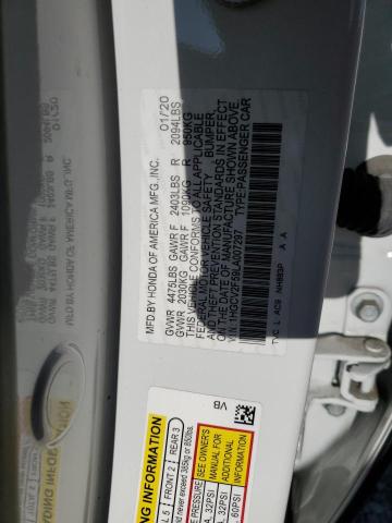 1HGCV2F59LA007297 - 2020 HONDA ACCORD EXL WHITE photo 12