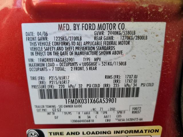 1FMDK031X6GA53901 - 2006 FORD FREESTYLE LIMITED RED photo 13