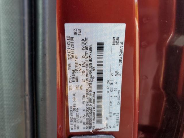 1FMCU0F71GUB93764 - 2016 FORD ESCAPE S Qırmızı foto 13