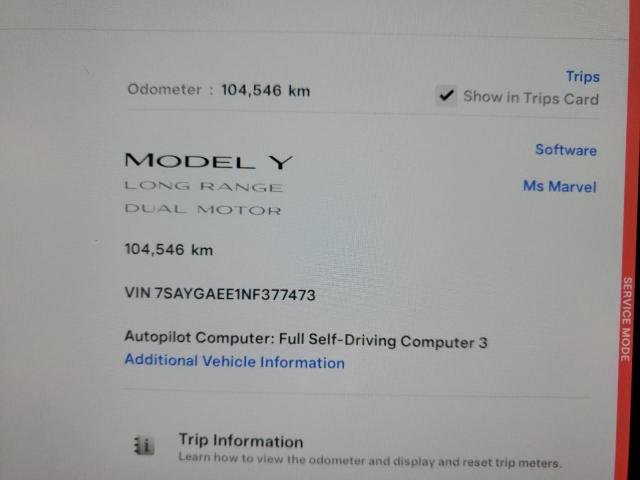 7SAYGAEE1NF377473 - 2022 TESLA MODEL Y წითელი ფოტო 9
