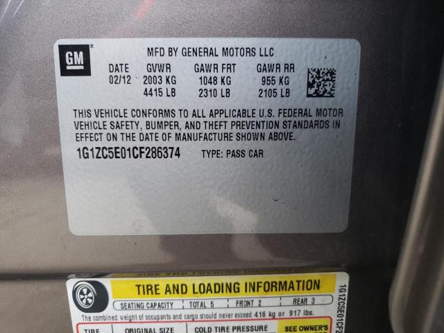 1G1ZC5E01CF286374 - 2012 CHEVROLET MALIBU 1LT 灰色 照片 12