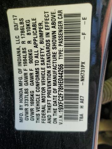 19XFC2F78HE044266 - 2017 HONDA CIVIC EX BLACK photo 12