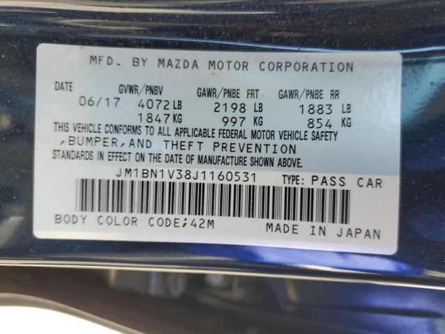 JM1BN1V38J1160531 - 2018 MAZDA 3 TOURING Azul foto 12