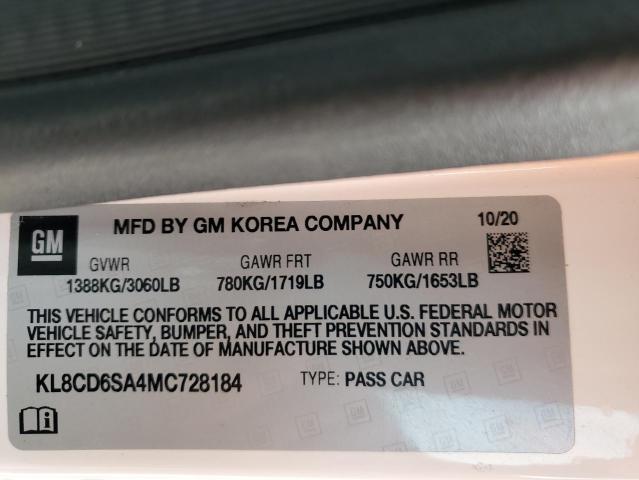 KL8CD6SA4MC728184 - 2021 CHEVROLET SPARK 1LT WHITE photo 12