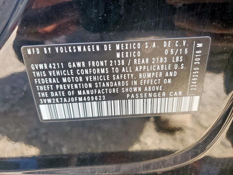 3VW2K7AJ0FM409623 - 2015 VOLKSWAGEN JETTA BASE Qara foto 12