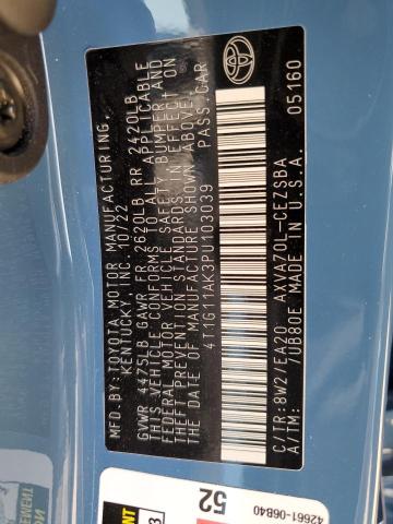 4T1G11AK3PU103039 - 2023 TOYOTA CAMRY SE NIGHT SHADE BLUE photo 12