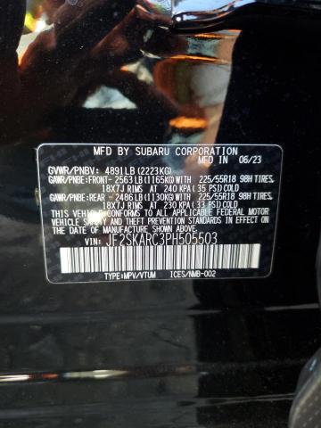JF2SKARC3PH505503 - 2023 SUBARU FORESTER TOURING 黑色 照片 13